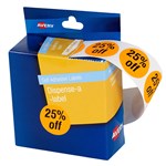 Avery 25 Off Dispenser Labels 24mm Round Removable Orange 500