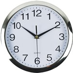 Italplast Wall Clock 26cm Chrome Trim White Face