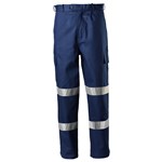 MENS HEAVY WEIGHT CARGO PANT 100 COTTON DRILL NAVY DT1142T2 BIOMOTION TAPE