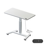 Cordless Sit Stand Mobile Desk 1200 x 600 White Frame and Top Powered By Lithium Batteries