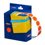 Avery Circle Dispenser Labels Removable 14mm Diameter Pk 1050 Fluro Red