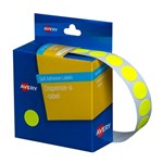 Avery Circle Dispenser Labels Removable 14mm Diameter Pk 1050 Fluro Yellow