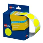 Avery Circle Dispenser Labels Removable 24mm Diameter Pk 350 Fluoro Yellow