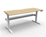 Boost  1P Sit Stand Desk 1200x750mm Nat Oak Top White Frame Cable Tray