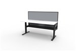 Boost  1P Sit Stand Desk 1200x750mm Nat White Top Black Frame Gry Scrn Cable Tray