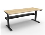 Boost  1P Sit Stand Desk 1500x750mm Nat Oak Top Black Frame Cable Tray