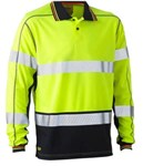 Bisley Shirt Polo LS Poly Mesh 130gsm 3M Tape Hi Vis YellowNavy BK6219T