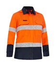 Bisley Shirt Apex 185 Womens Taped HiVis FR 185gsm BL8438T OrangeNavy