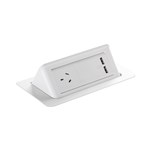 Rapidline Pop Up InDesk Module With 1 GPO  2 USB White SWPOP1G2USB