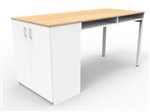 MeetUp Standing Table H1020x D900x W2100mm Space Euro Oak White ONLY AVAILABLE IN WA