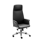 Accord High Back Executive Chair Black Leather Aluminium Base