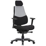 Ranger Chair Black  Grey Fabric 160KG With Arms  Headrest