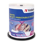 Verbatim 95103 DVD Spindle DVDR 16X 47Gb Printable White Pack 100