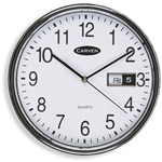 Carven Wall Clock Cl285Sdate Round DayDate 285mm Silver Rim