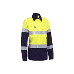 Akurra Womens Hi Vis Long Sleeve Taped Shirt Cotton Drill 145gsm YellowNavy