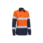 Akurra Womens HiVis Long Sleeve Taped Shirt 145gsm Biomotion OrangeNavy