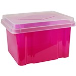 Italplast Storage Box Clear Base And Lid 360Wx450Lx285Hmm 32L Pink