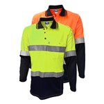 Tru Workwear Micromesh Hi Vis Polo Reflective Tape Orange Navy Xl