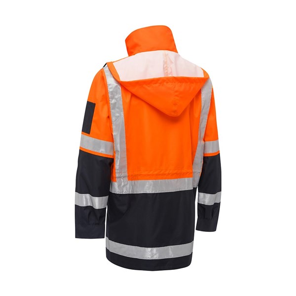 Akurra Hi-Vis 4 In 1 Taped Rain Jacket Biomotion Hi Vis Orange/Navy Small