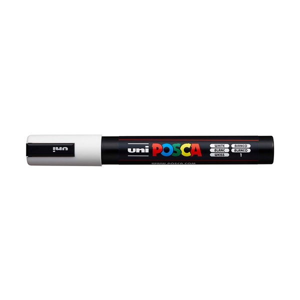 Uniball Posca Pc5M Poster Marker Medium Bullet Point 2.5mm White